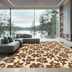 Brown Tan Abstract Floral Medallion Rug