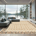 Neutral Geometric Hexagonal Tan Rug