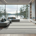 Cream Black Gray Striped Horizon Rug