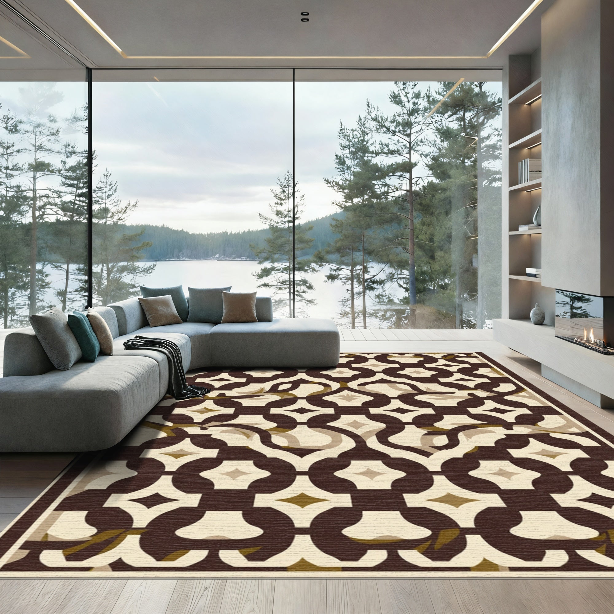 Contemporary Earthy Geometric Arch Rug