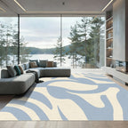 Soft Blue Cream Abstract Swirls Rug