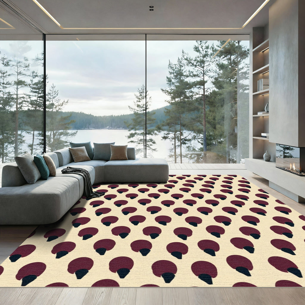 Deep Red Droplet Cluster Rug