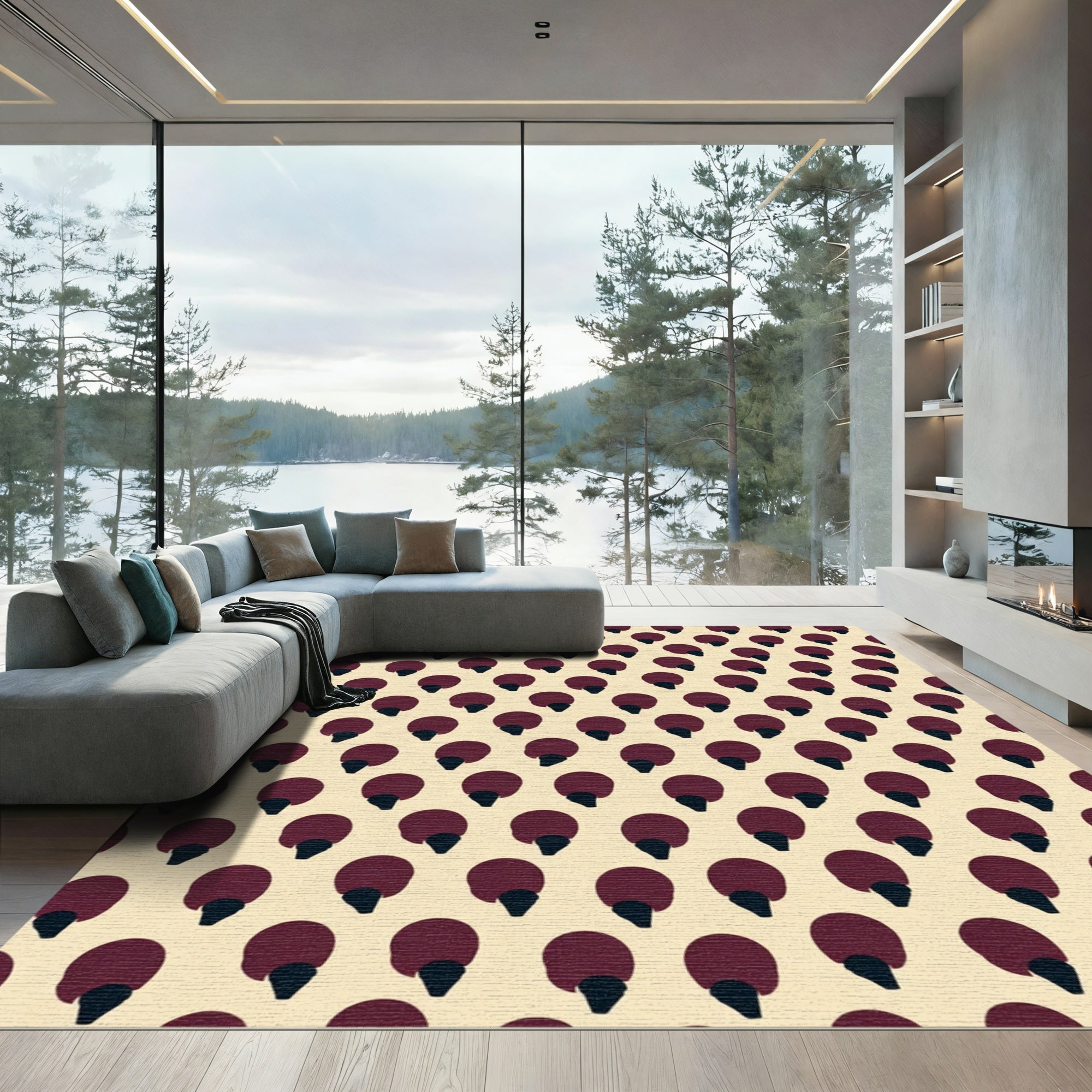 Deep Red Droplet Cluster Rug