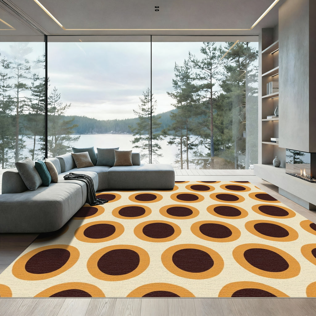 Retro Amber Polka Dot Rug