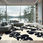 Bold Navy Botanical Floral Composition Rug