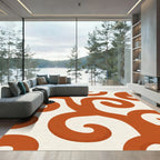 Terracotta Swirl Abstract curves Rug
