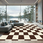 Brown Cream Checkerboard Squares Rug