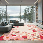 Soft Pink Romantic Floral Branches Rug