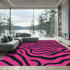Hot Pink Black Zebra Stripe Rug