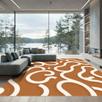 Earthy Brown Whimsical Swirls Rug