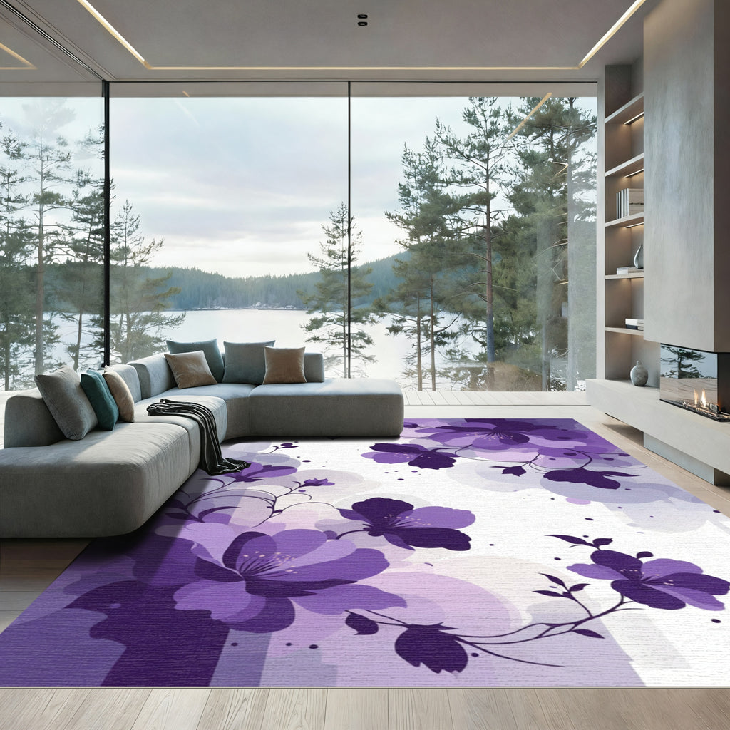 Fuchsia Floral Swirl Silhouette Rug