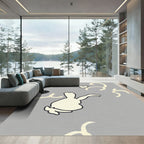 Whimsical Cream Creature Gray Swirl Rug