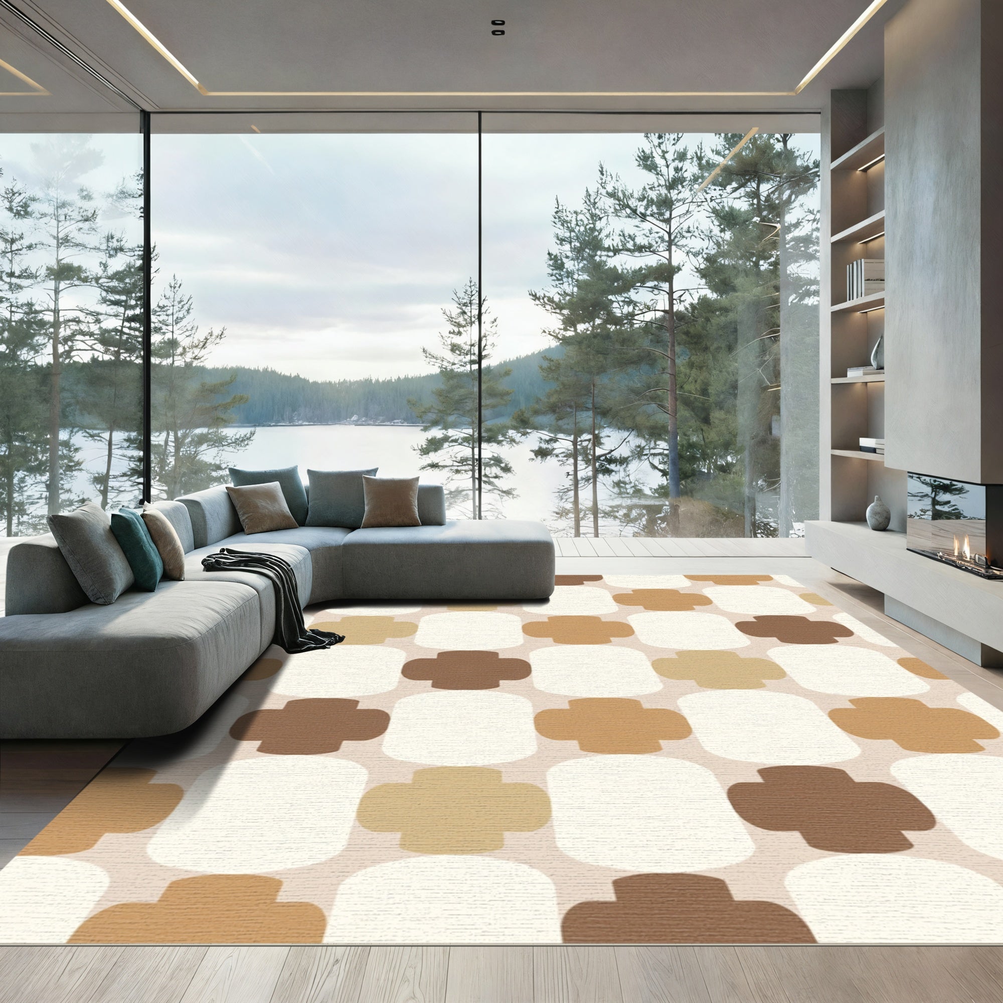 Retro Terracotta Oval Links Rug