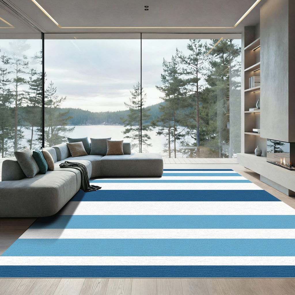 Classic Blue White Stripe Harmony Rug