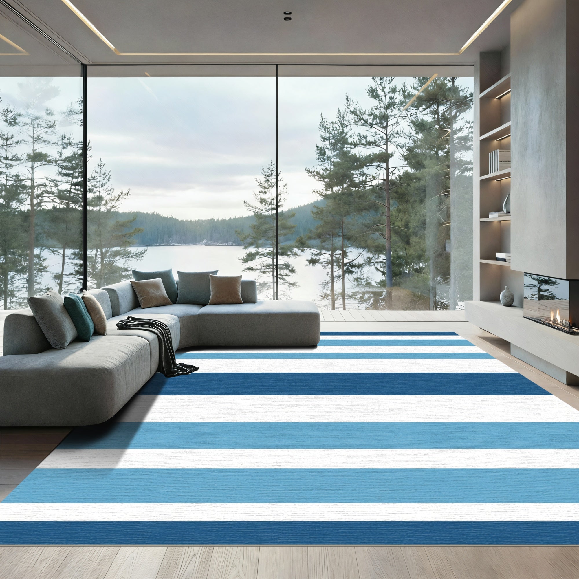 Classic Blue White Stripe Harmony Rug