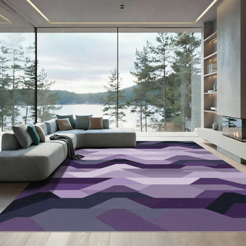 Amethyst Gradient Geometric Line Rug