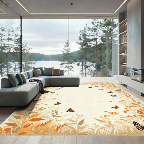 Autumn Meadow Butterfly Border Rug