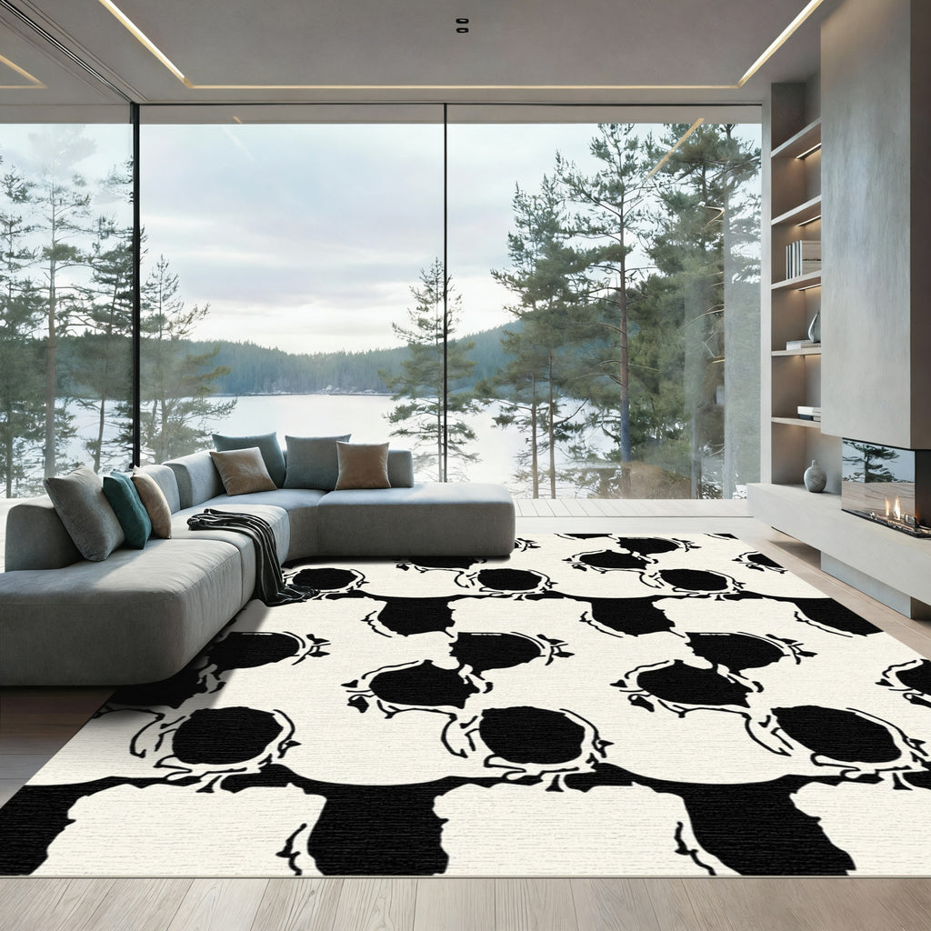 Black White Organic Flow Rug