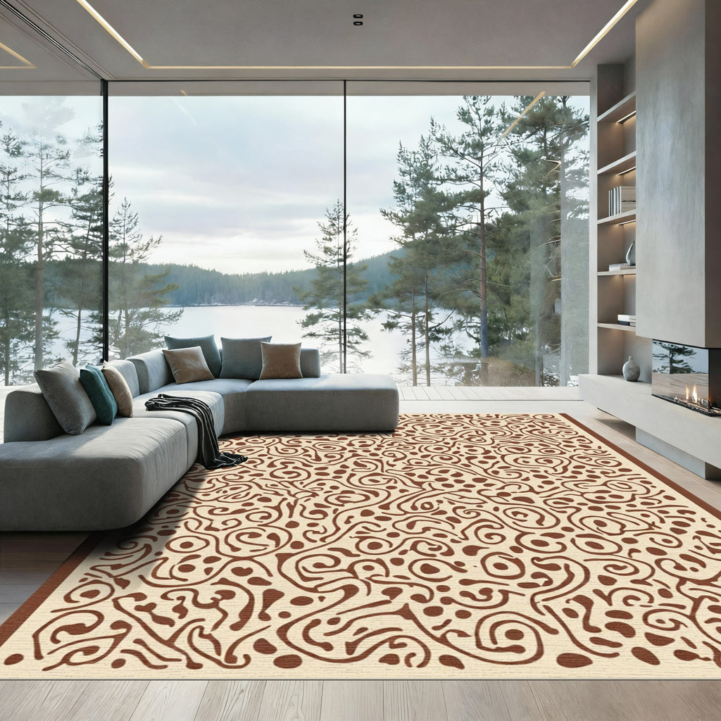 Organic Brown Swirl Dot All Over Rug