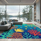 Coral Seahorse Turquoise Ocean Theme Rug