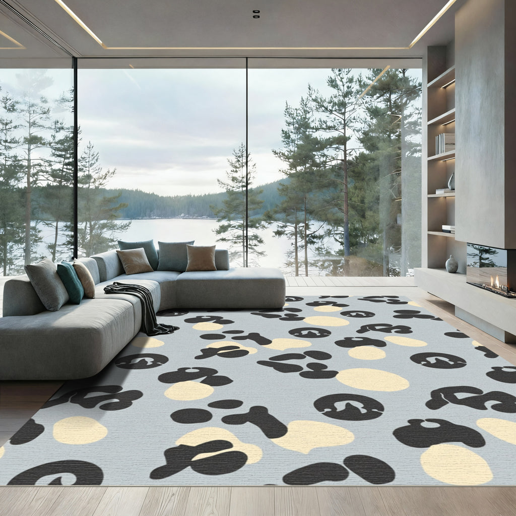 Grey Cream Abstract Spot Rug