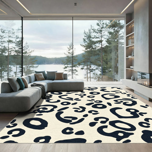 Bold Black Spots Cream Background Rug