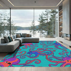 Whimsical Octopus Ocean Teal Rug