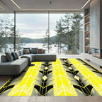 Art Deco Yellow Black Diamond Forms Rug