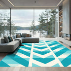 Aqua Teal Chevron Stripe Arrangement Rug