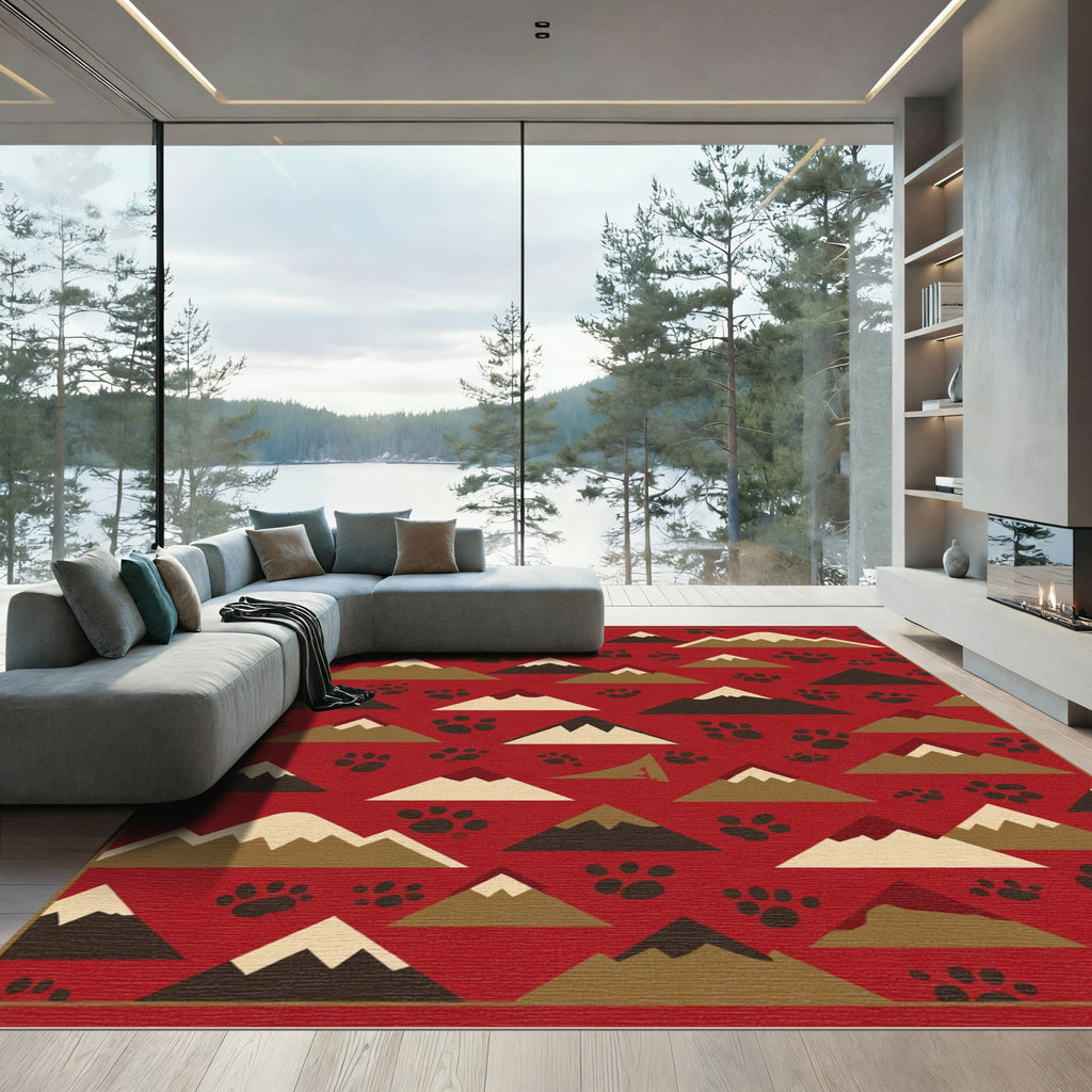 Red Mountain Paw Print Repeat Rug