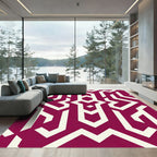 Deep Crimson Abstract Geometric Lattice Rug