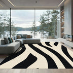Black Cream Wavy Stripe Rug