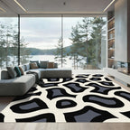Organic Cream Black Grey Flow Rug
