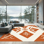 Rustic Orange Cream Abstract Geometric Rug
