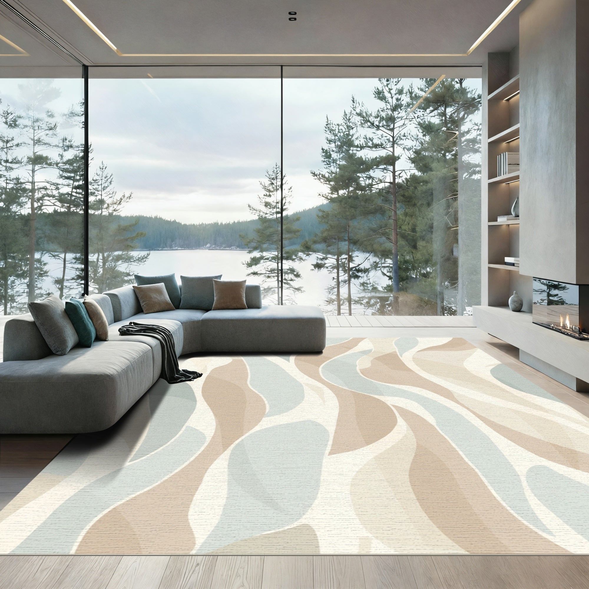 Soft Abstract Flowing Stripes Rug