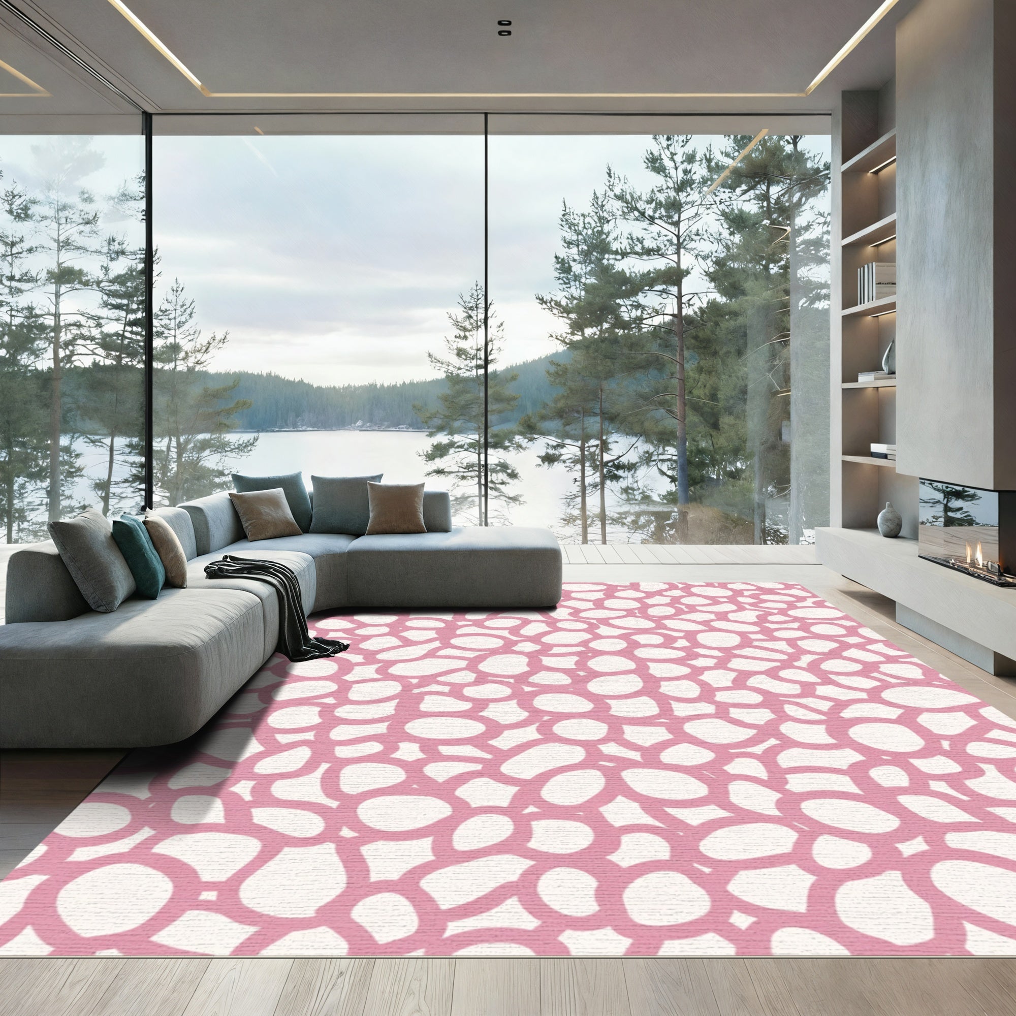 Pink Pebble Bloom Overlay Rug