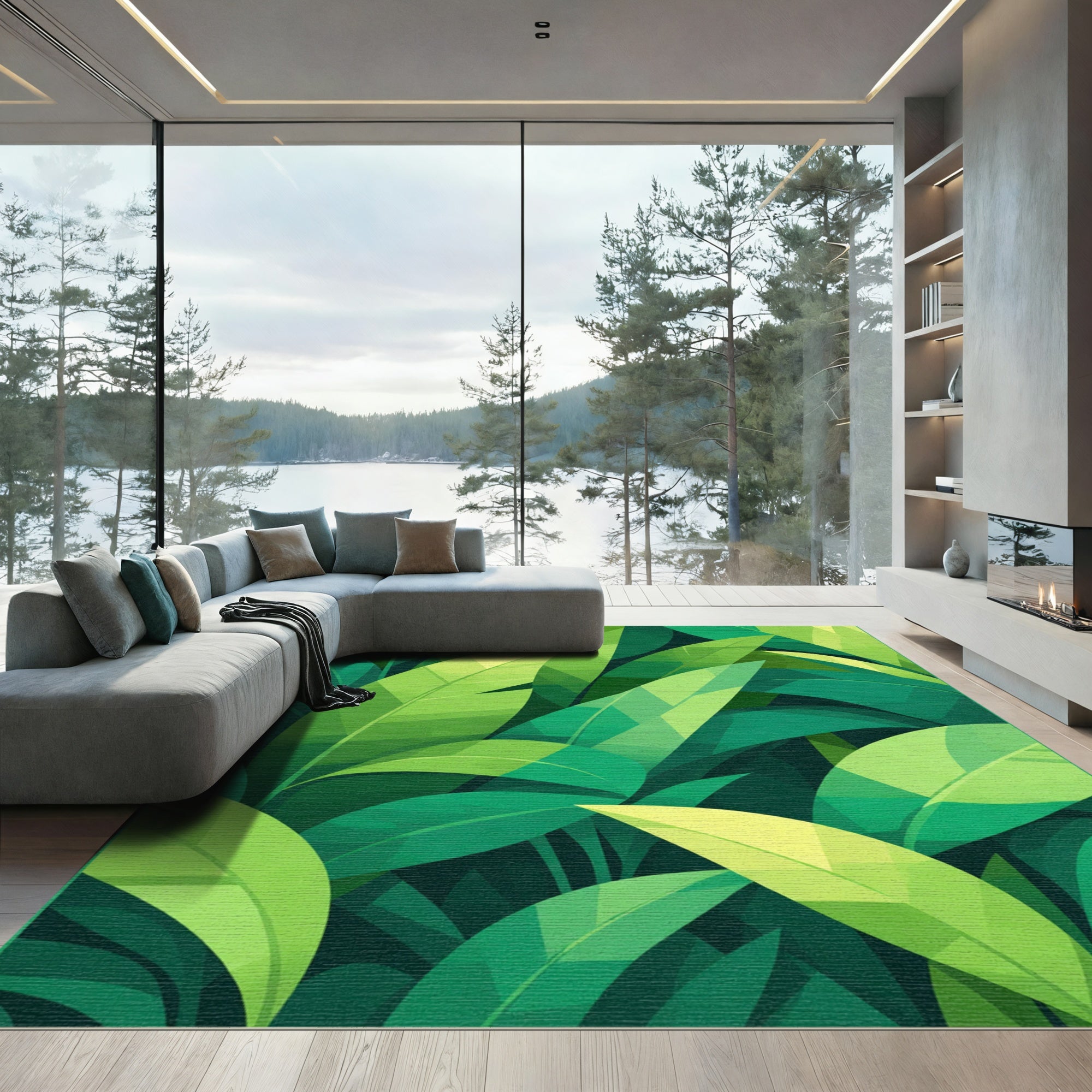 Deep Green Lush Foliage Rug