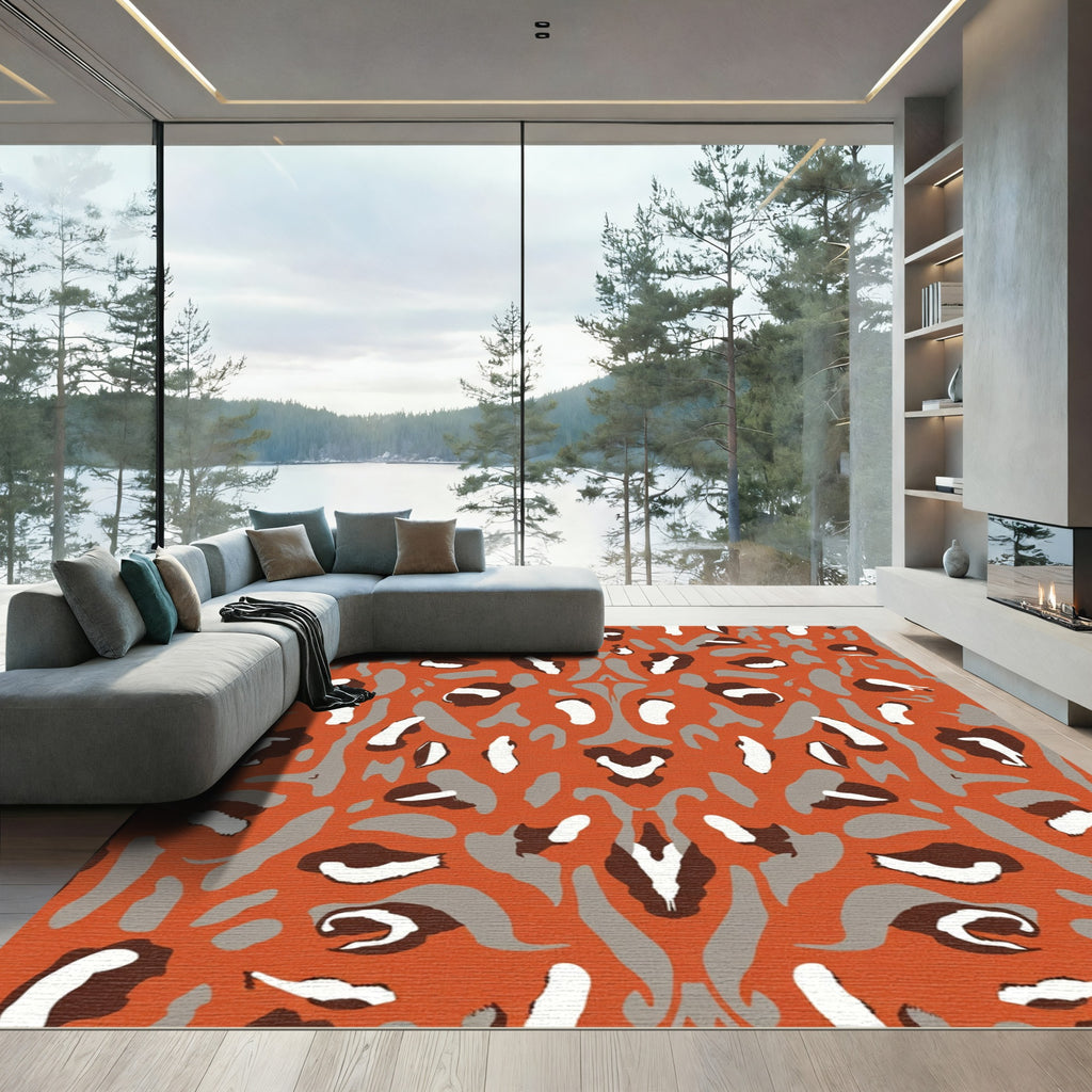 Amber Abstract Leopard Spots Rug