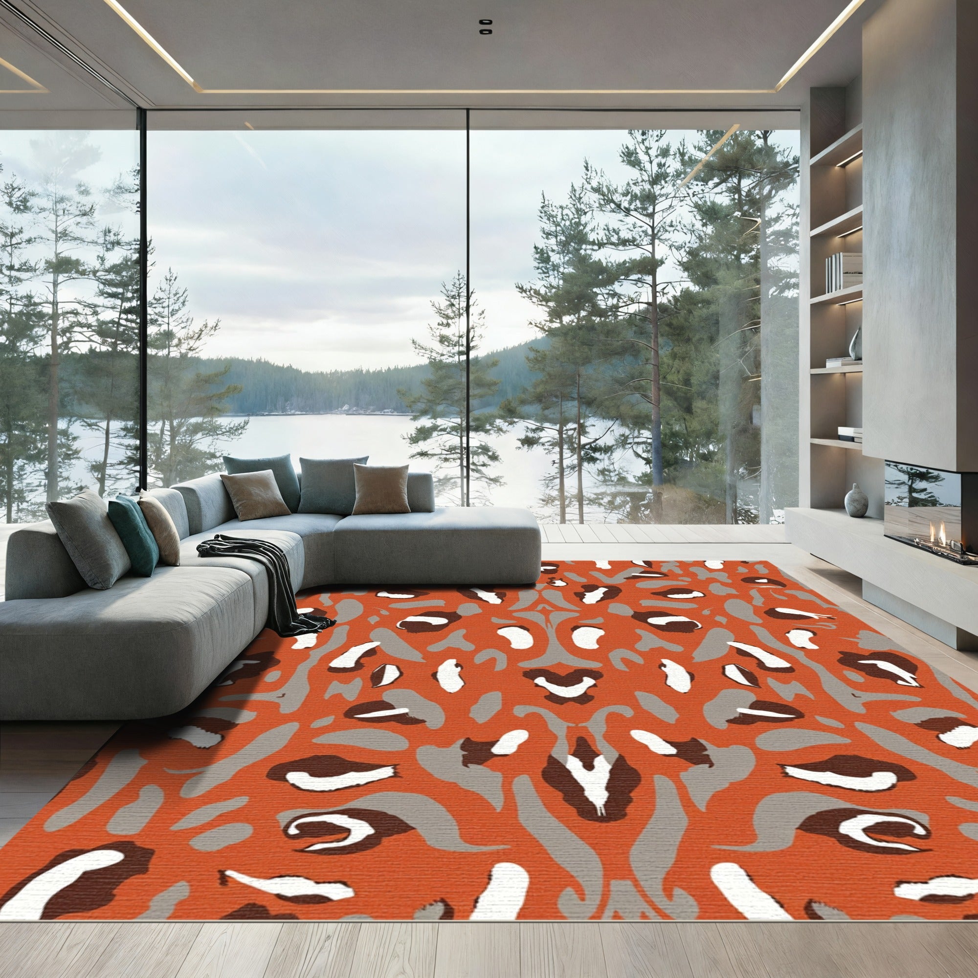 Amber Abstract Leopard Spots Rug