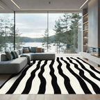 Black White Wavy Stripe Rug