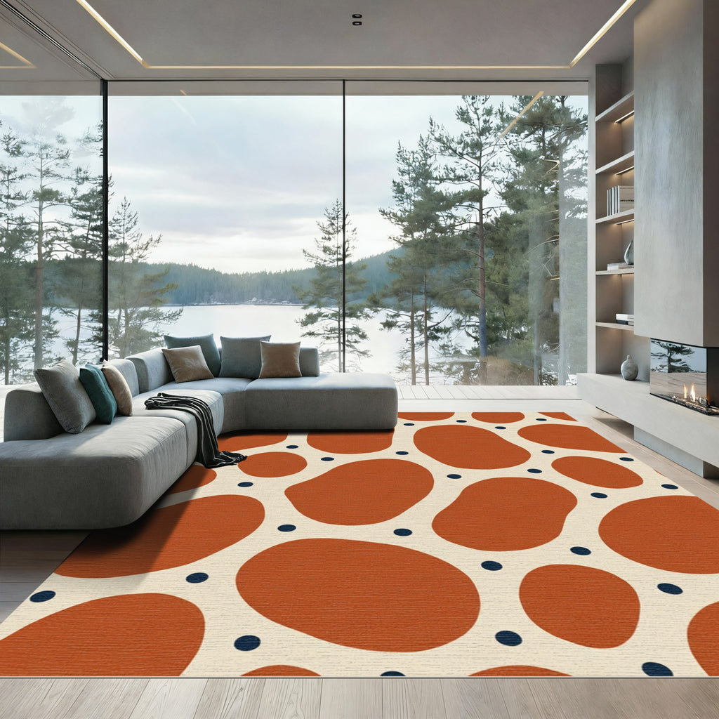Terra Cotta Abstract Organic Dots Rug
