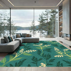 Teal Lush Botanical Vine Garden Rug