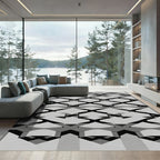 Monochrome Geometric Interlocking Shapes Rug