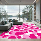 Vibrant Pink Circles Scatter Design Rug