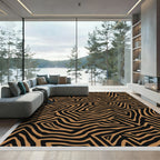 Brown Black Abstract Zebra Stripe Rug