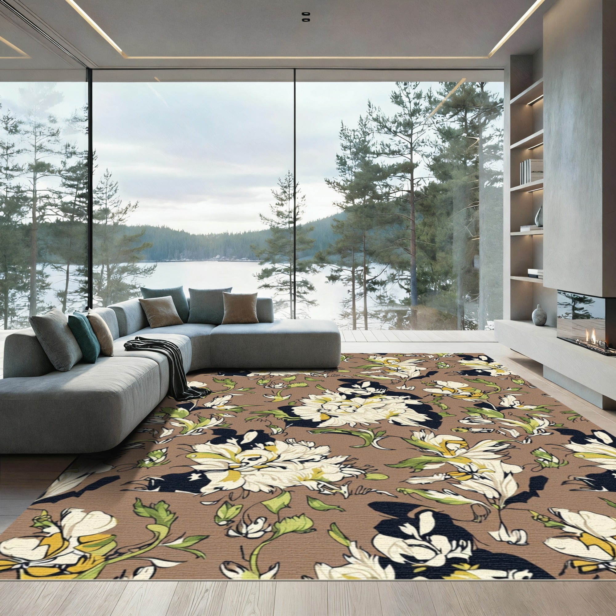 Bold Abstract Floral Arrangement Rug