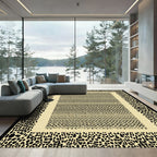 Minimalist Leopard Print Border Cream Rug