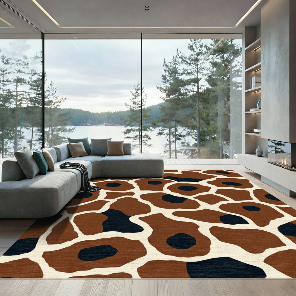 Brown Black Animal Spots Rug
