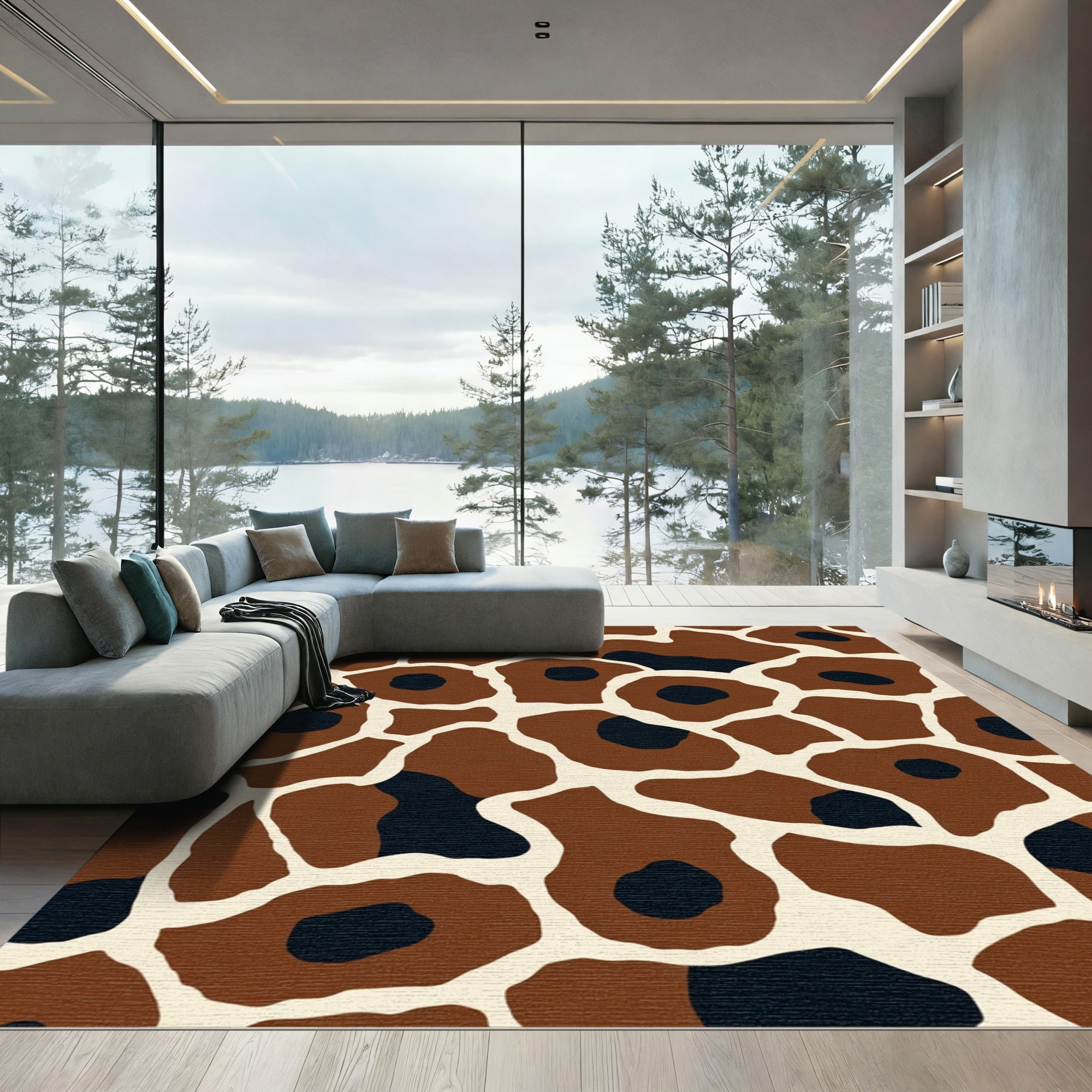 Brown Black Animal Spots Rug