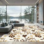 Brown Tan Heart Floral Scroll Rug